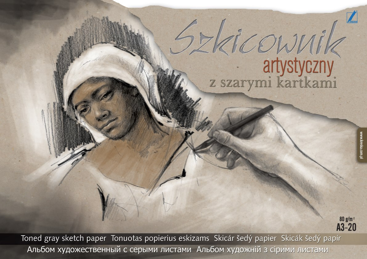 Szkicownik artystyczny A3/20k. z szarymi kartkami Kreska